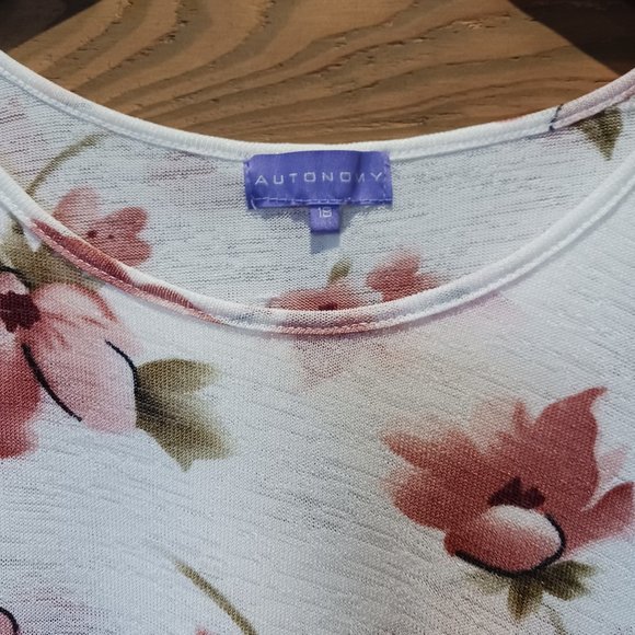 Flatering SUMMERY NO IRON easy wear blush floral knit 3/4 sleeve layered Sz 18 - Picture 5 of 8